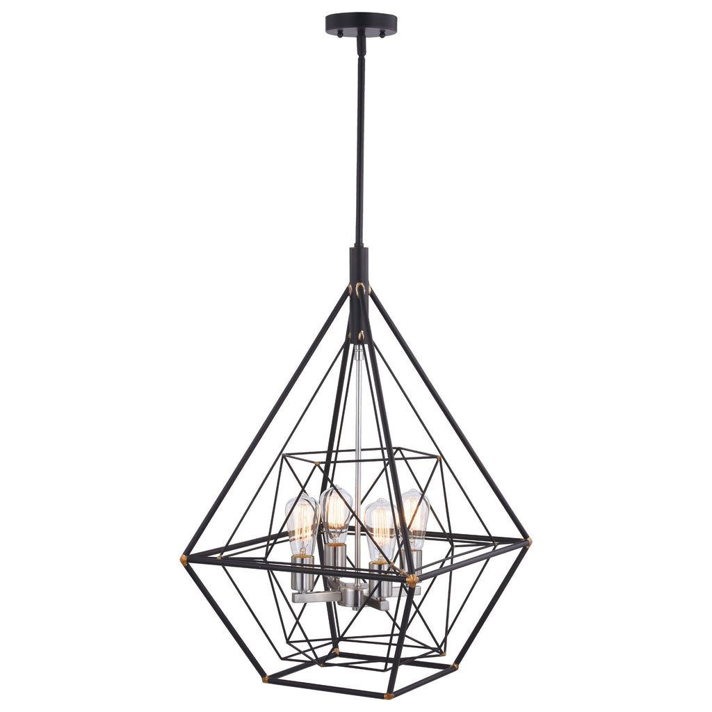 Bartlett 24 in. W 4 Light Pendant Oil Rubbed Bronze with Satin Nickel - Orvon Lighting
