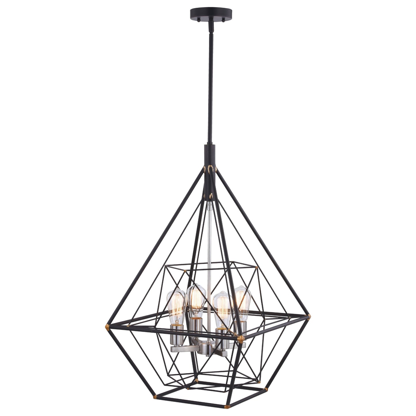 Bartlett 24 in. W 4 Light Pendant Oil Rubbed Bronze with Satin Nickel - Orvon Lighting