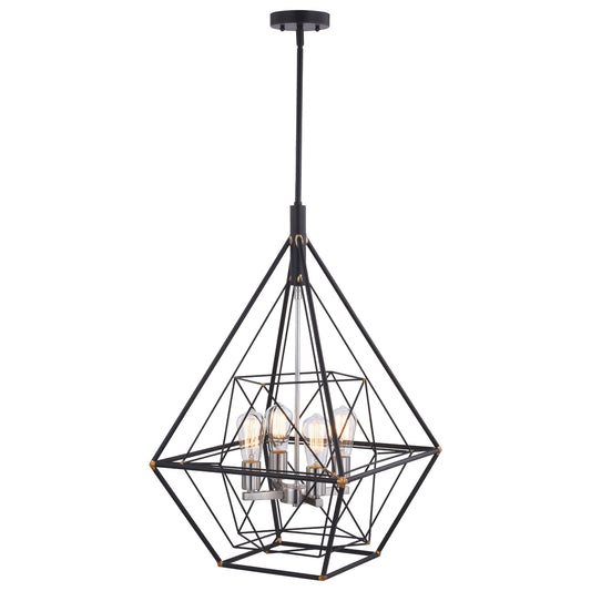 Bartlett 24 in. W 4 Light Pendant Oil Rubbed Bronze with Satin Nickel - Orvon Lighting