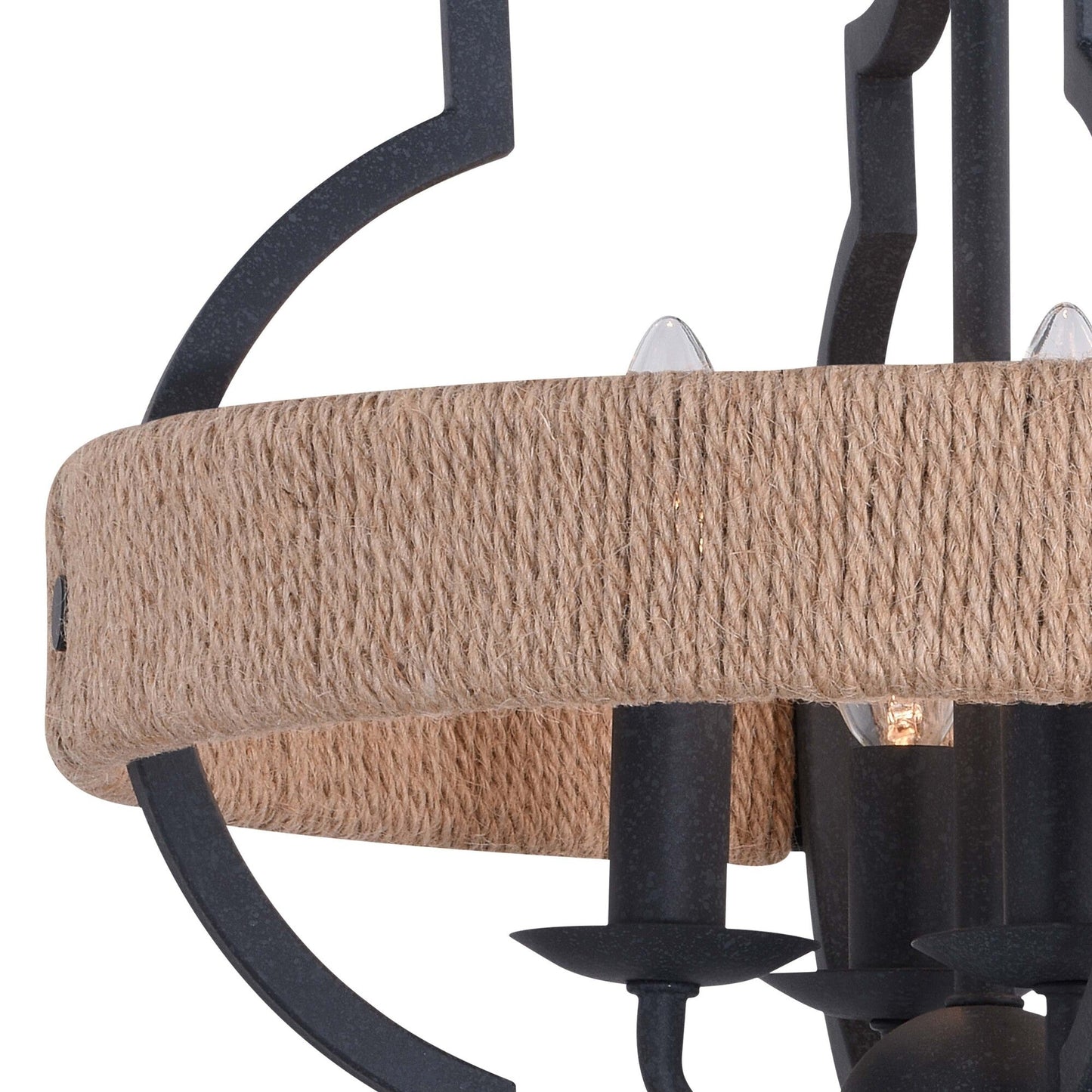 Beaumont 14 in. W 4 Light Semi - Flush Mount Textured Gray with Natural Rope - Orvon Lighting
