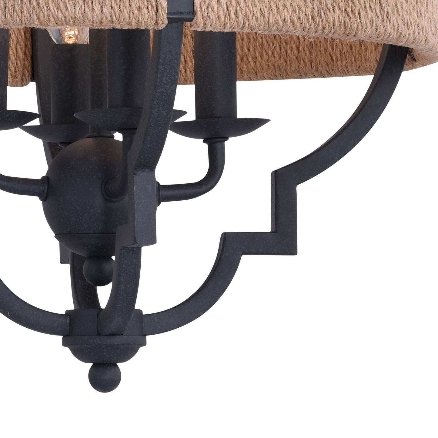 Beaumont 14 in. W 4 Light Semi - Flush Mount Textured Gray with Natural Rope - Orvon Lighting