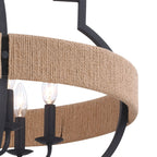 Beaumont 25 in. W 6 Light Pendant Textured Gray with Natural Rope - Orvon Lighting