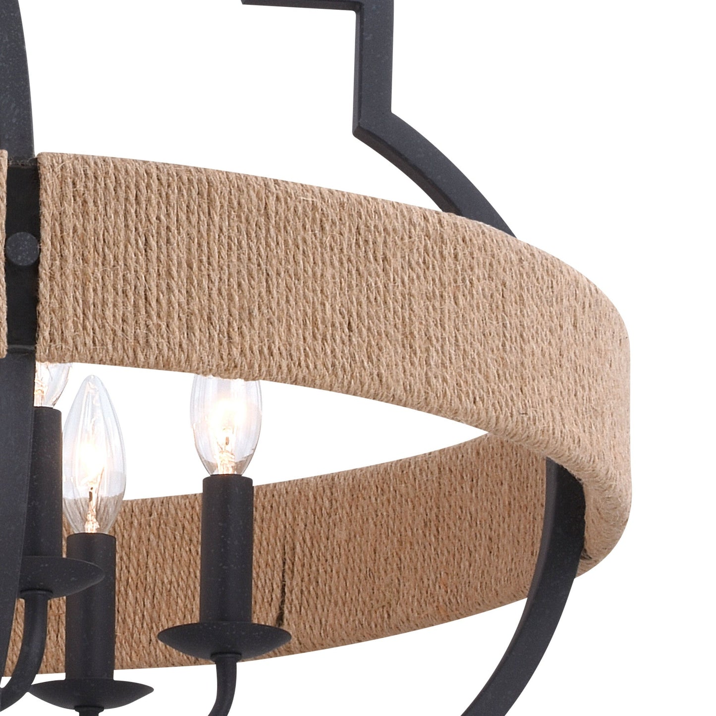 Beaumont 25 in. W 6 Light Pendant Textured Gray with Natural Rope - Orvon Lighting