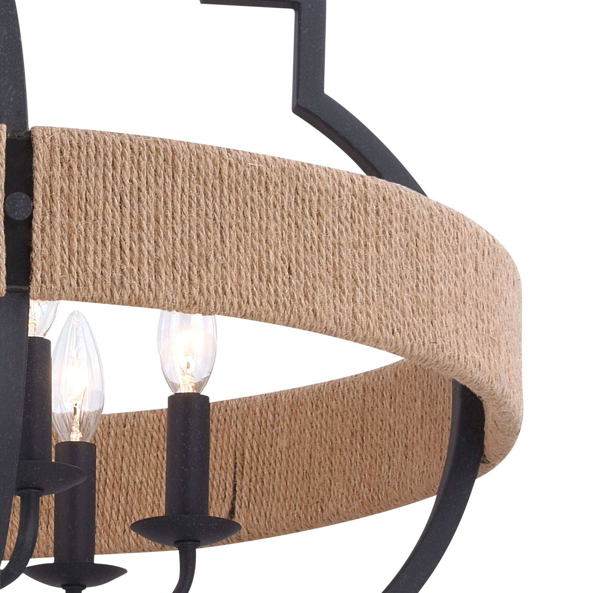 Beaumont 25 in. W 6 Light Pendant Textured Gray with Natural Rope - Orvon Lighting
