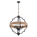 Beaumont 25 in. W 6 Light Pendant Textured Gray with Natural Rope - Orvon Lighting