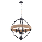 Beaumont 25 in. W 6 Light Pendant Textured Gray with Natural Rope - Orvon Lighting