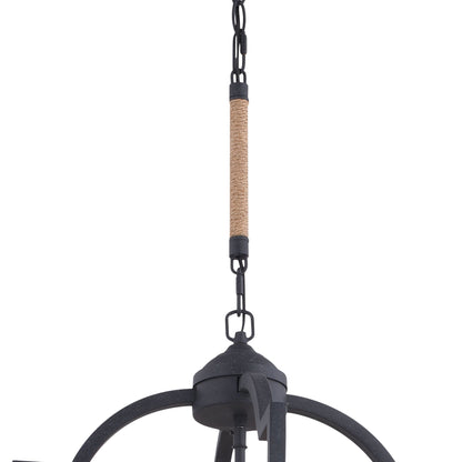 Beaumont 25 in. W 6 Light Pendant Textured Gray with Natural Rope - Orvon Lighting