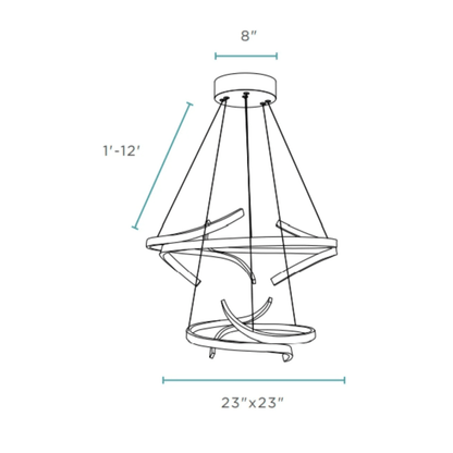 Beijing LED adjustable Round Chandelier Chrome - Orvon Lighting