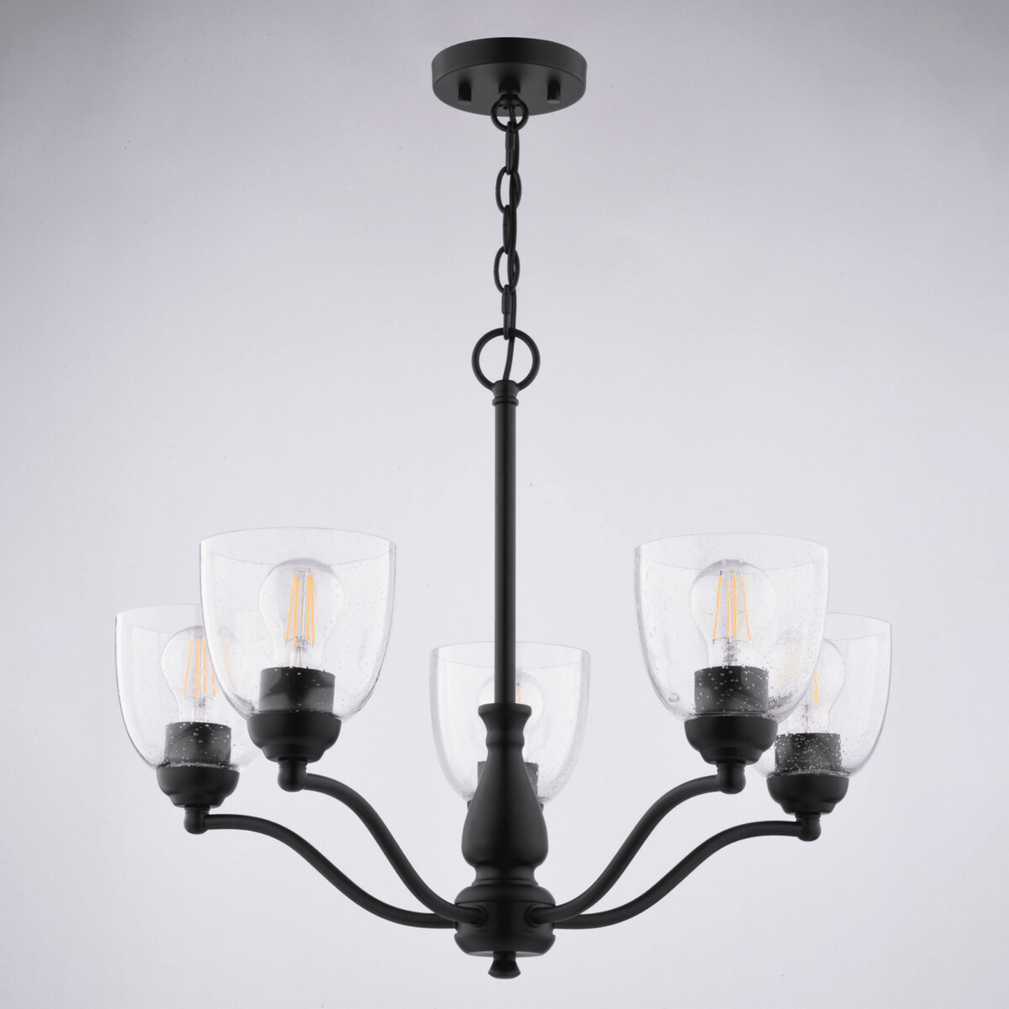 Bellwood 24.5 - in. 5 Light Chandelier Matte Black - Orvon Lighting