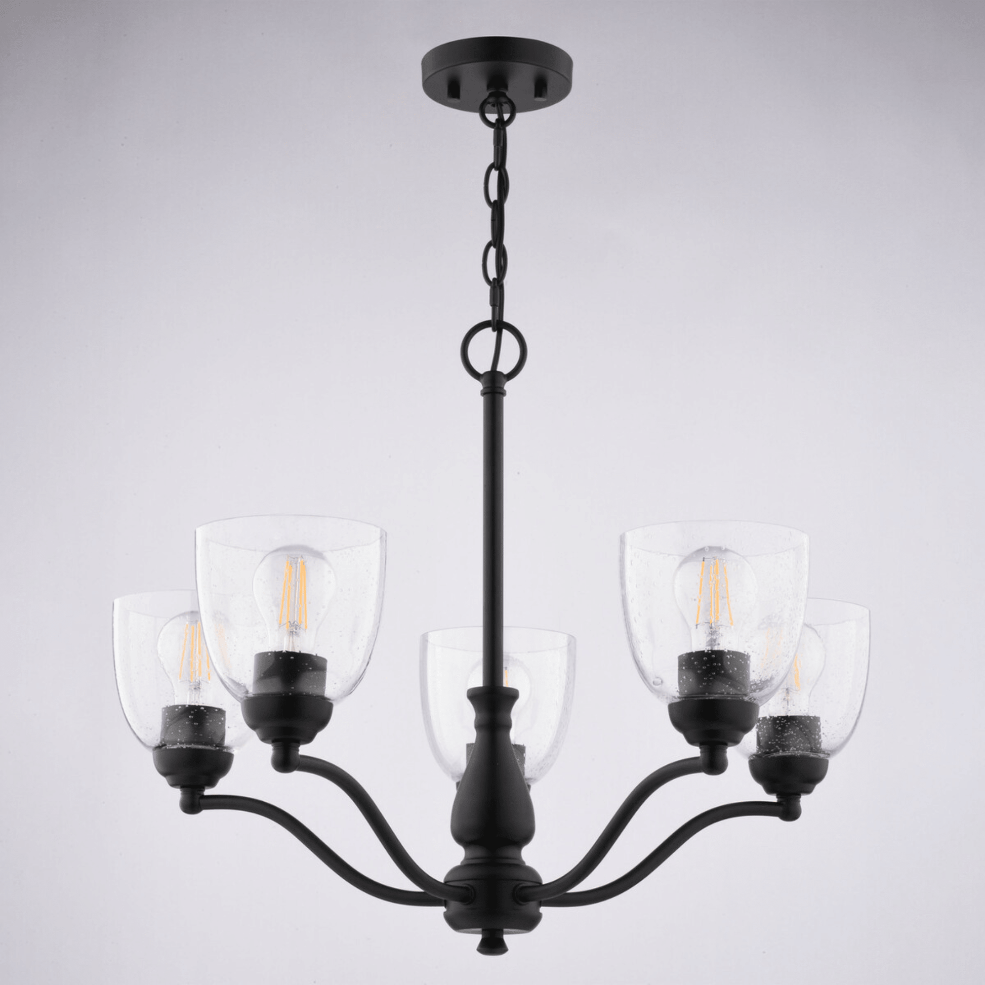 Bellwood 24.5 - in. 5 Light Chandelier Matte Black - Orvon Lighting
