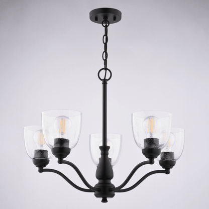 Bellwood 24.5 - in. 5 Light Chandelier Matte Black - Orvon Lighting