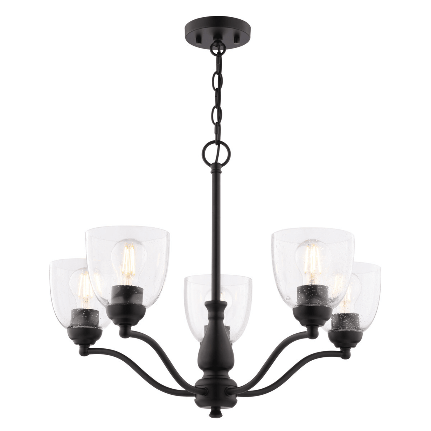 Bellwood 24.5 - in. 5 Light Chandelier Matte Black - Orvon Lighting