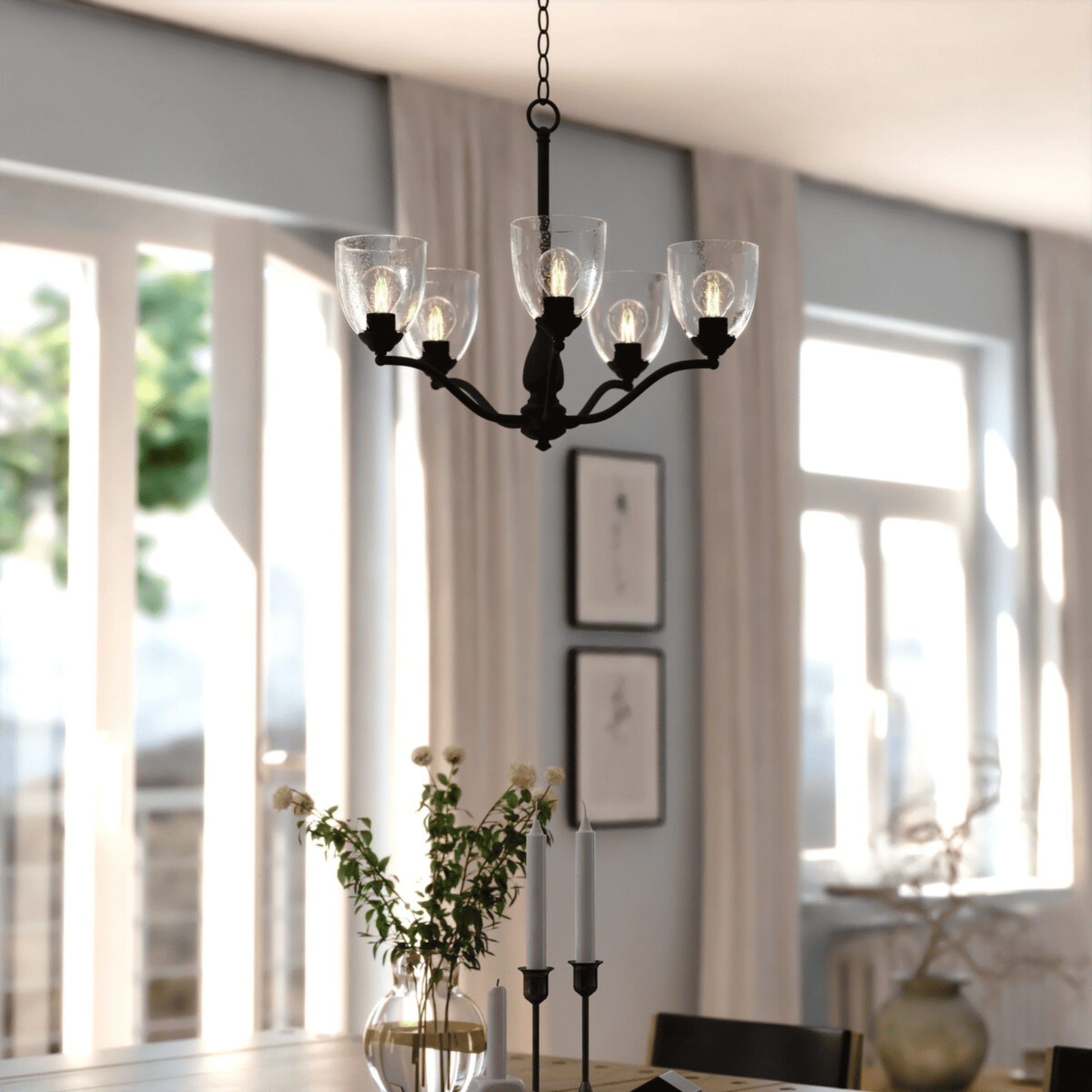 Bellwood 24.5 - in. 5 Light Chandelier Matte Black - Orvon Lighting