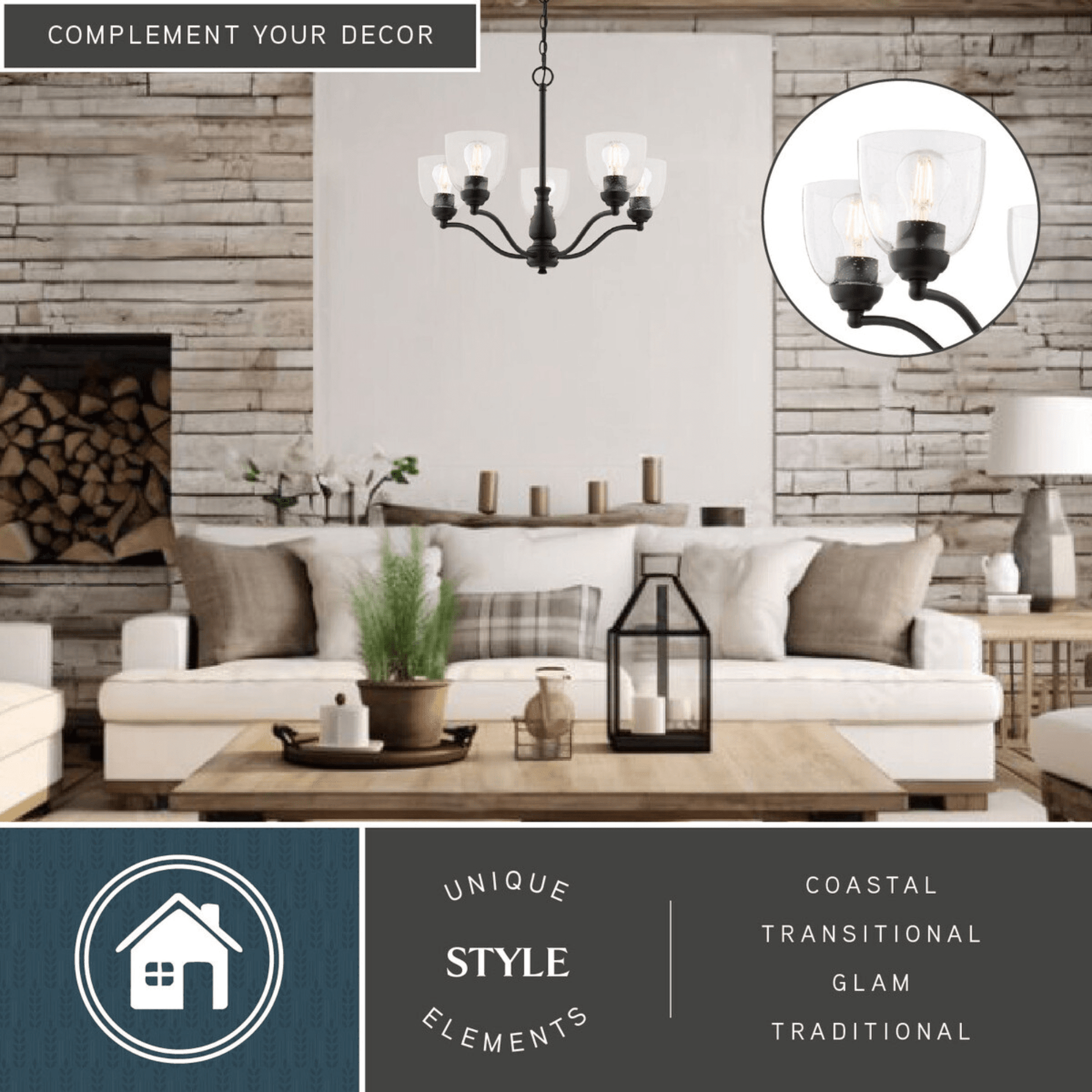 Bellwood 24.5 - in. 5 Light Chandelier Matte Black - Orvon Lighting