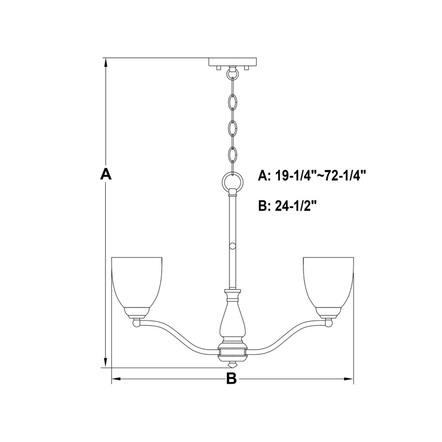 Bellwood 24.5 - in. 5 Light Chandelier Matte Black - Orvon Lighting