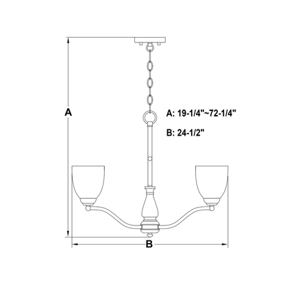 Bellwood 24.5 - in. 5 Light Chandelier Matte Black - Orvon Lighting