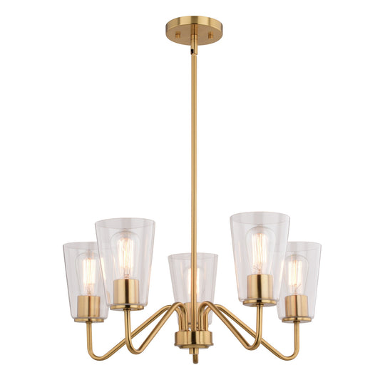 Beverly 23 - in 5 Light Chandelier Muted Brass - Orvon Lighting