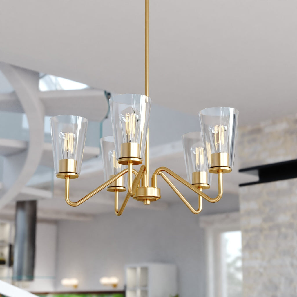 Beverly 23 - in 5 Light Chandelier Muted Brass - Orvon Lighting