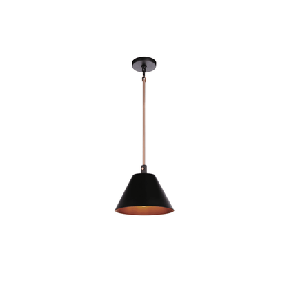 Blake 1 Light Pendant in Flat Black/Satin Brass - Orvon Lighting