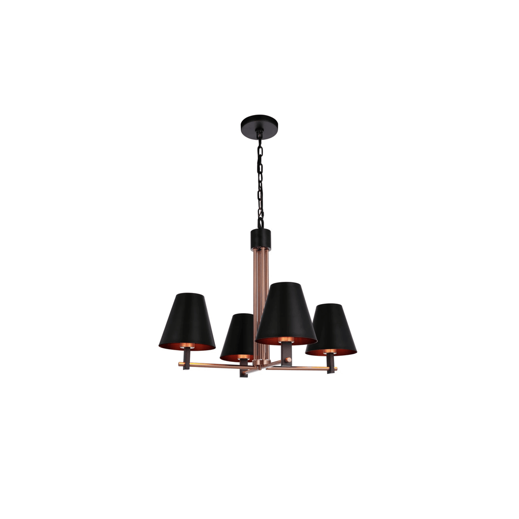 Blake 4 Light Chandelier in Flat Black/Satin Brass - Orvon Lighting
