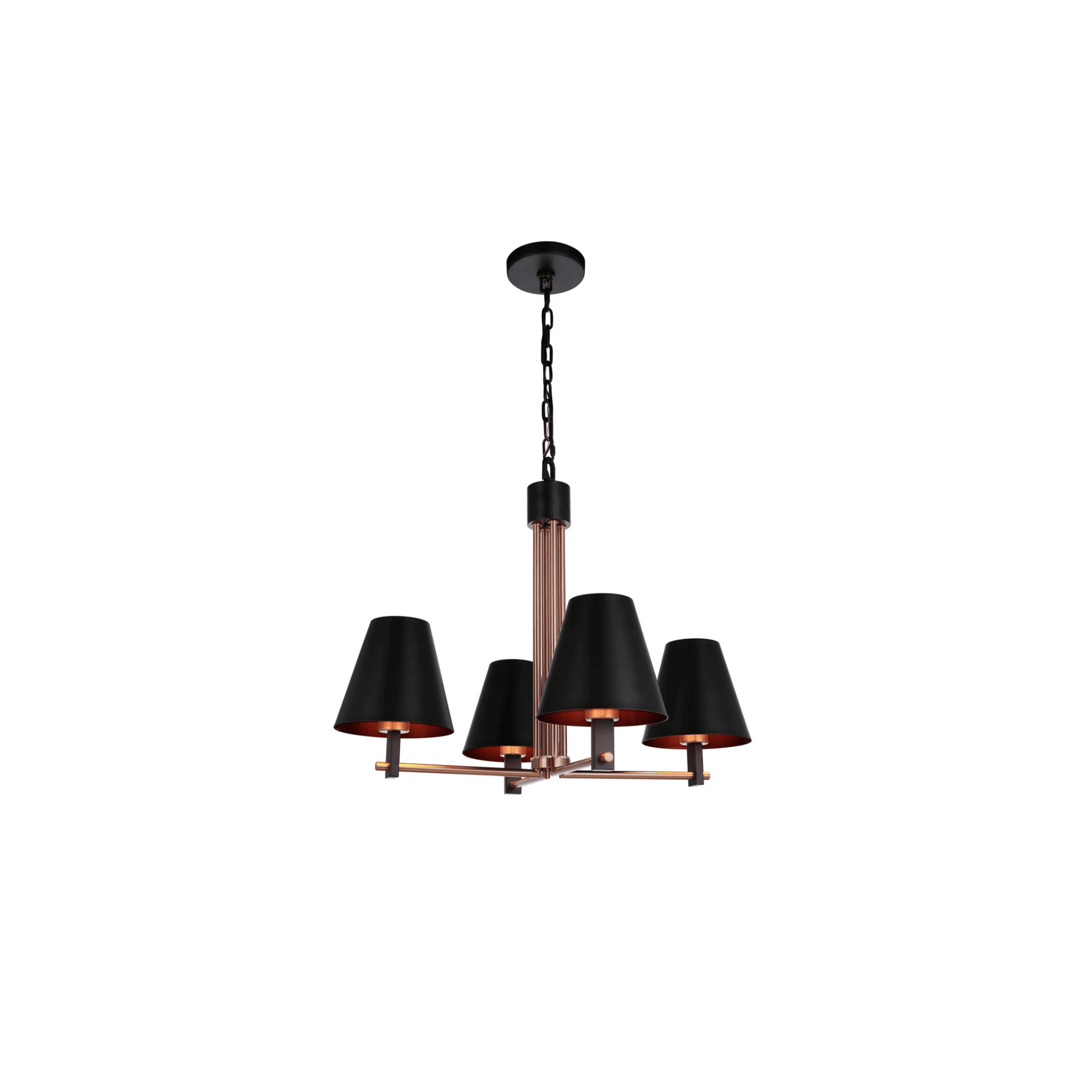 Blake 4 Light Chandelier in Flat Black/Satin Brass - Orvon Lighting
