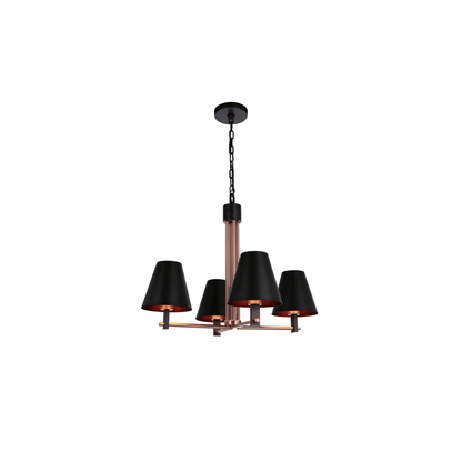 Blake 4 Light Chandelier in Flat Black/Satin Brass - Orvon Lighting
