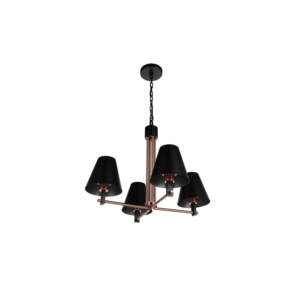 Blake 4 Light Chandelier in Flat Black/Satin Brass - Orvon Lighting