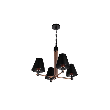Blake 4 Light Chandelier in Flat Black/Satin Brass - Orvon Lighting