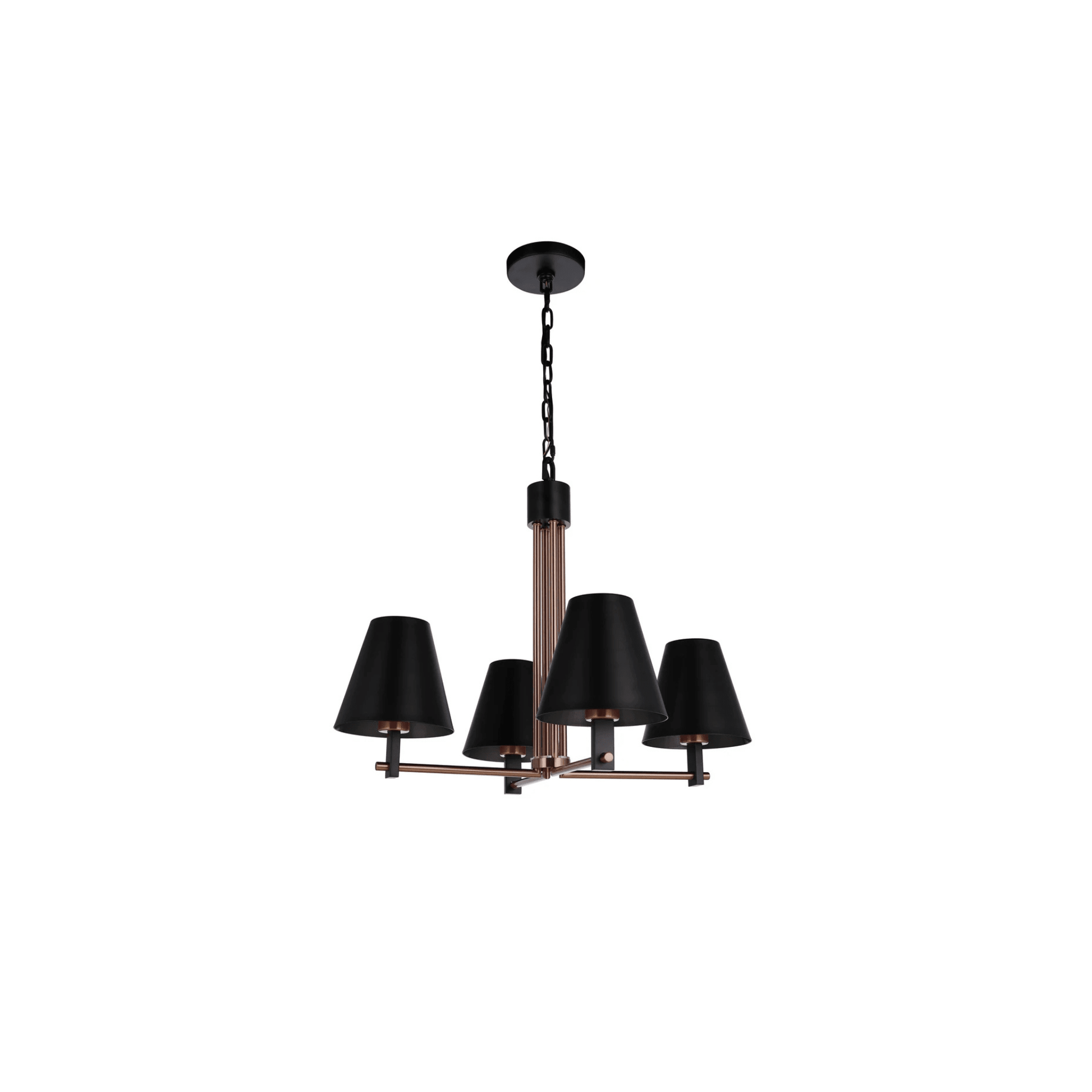 Blake 4 Light Chandelier in Flat Black/Satin Brass - Orvon Lighting
