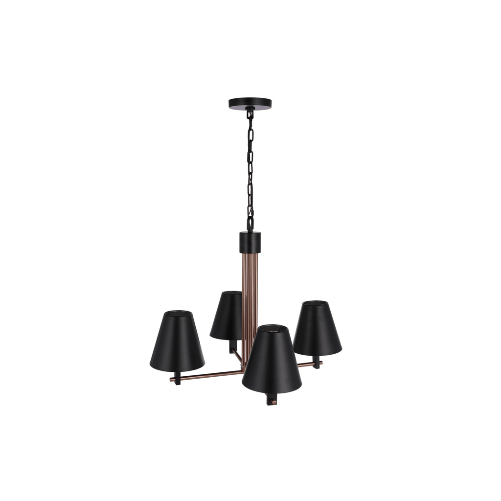 Blake 4 Light Chandelier in Flat Black/Satin Brass - Orvon Lighting
