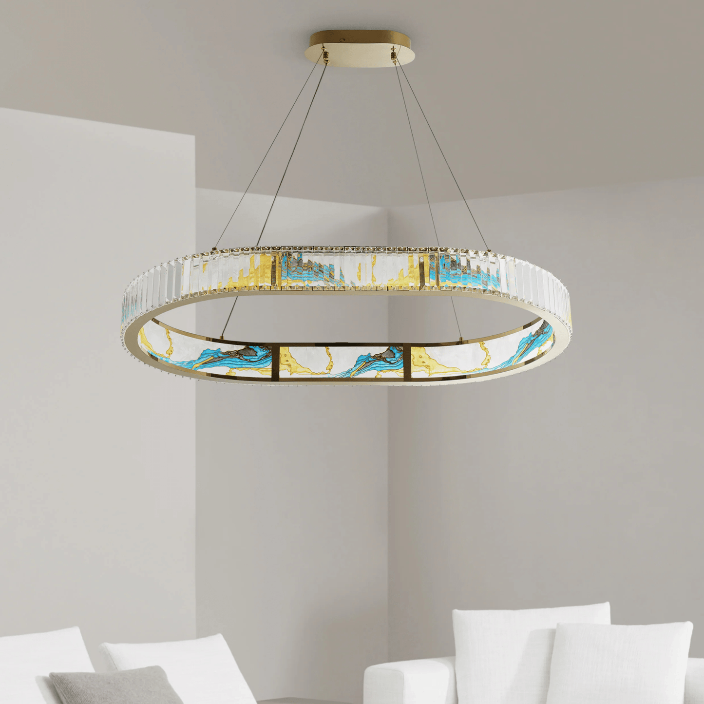 Boeseman's Colorful Chandelier 1 Tier, Squoval - Orvon Lighting