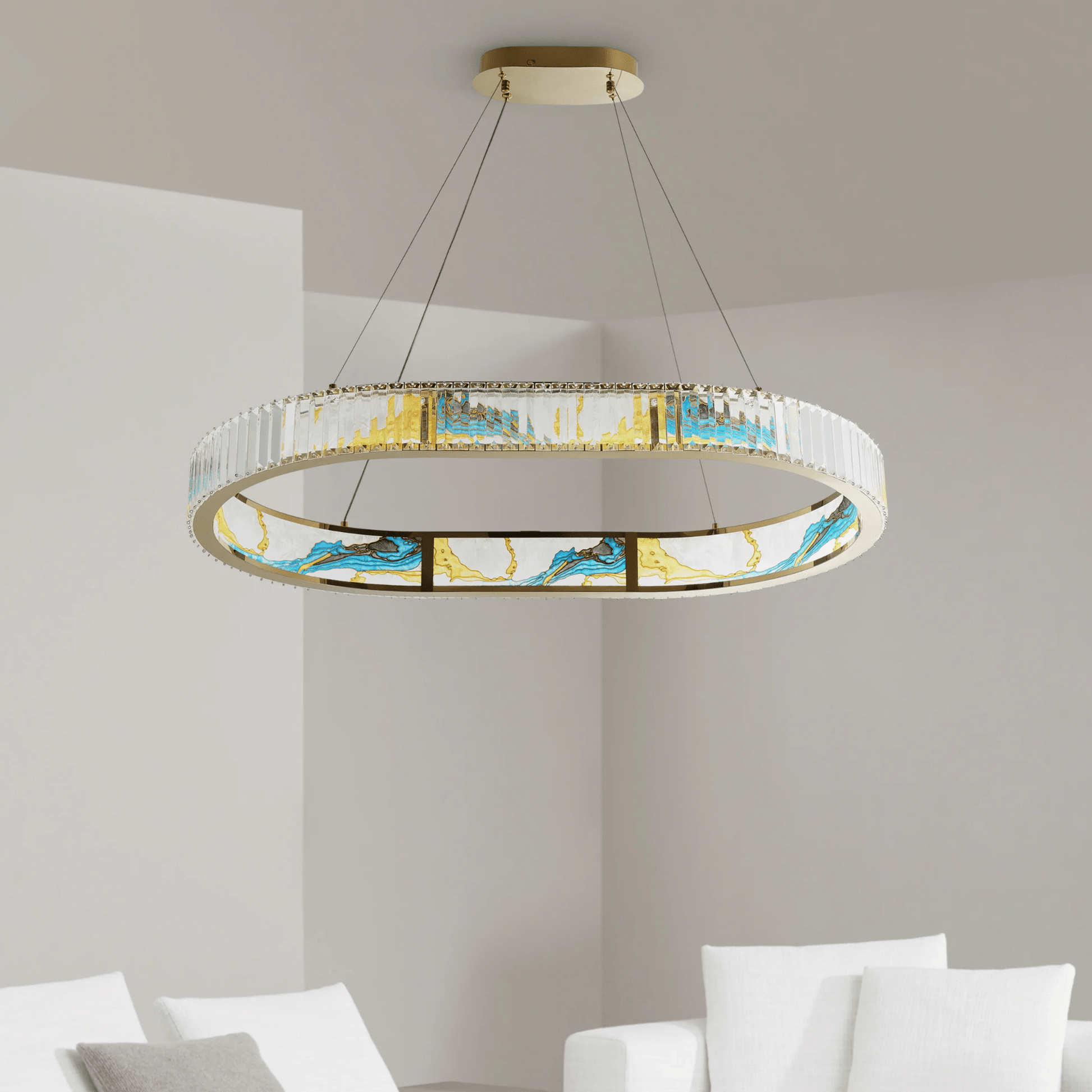 Boeseman's Colorful Chandelier 1 Tier, Squoval - Orvon Lighting
