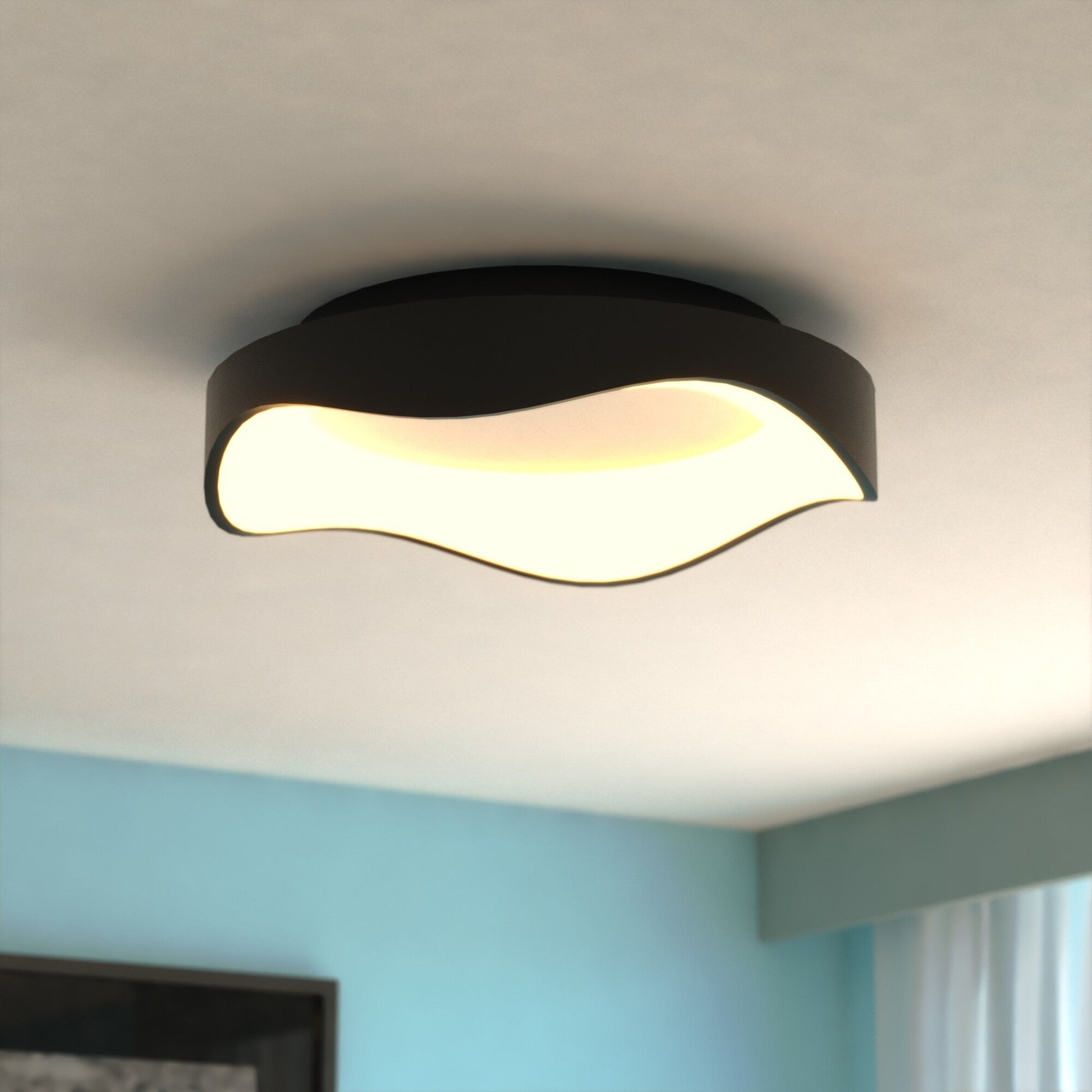 Bowen 16.5 - in. W LED Flush Mount Textured Black - Orvon Lighting