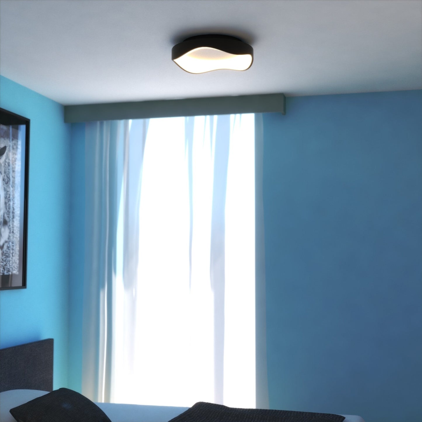 Bowen 16.5 - in. W LED Flush Mount Textured Black - Orvon Lighting