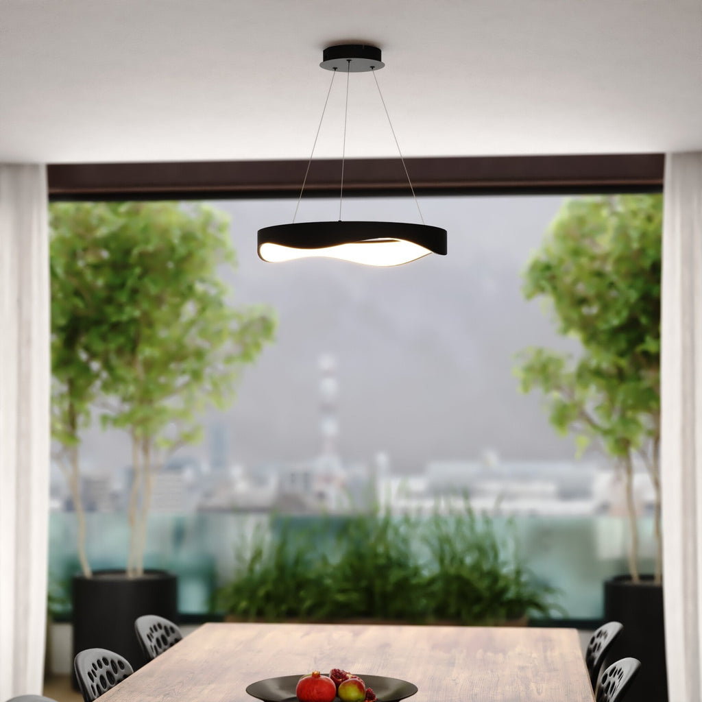 Bowen 20.5 - in. W LED Chandelier Textured Black - Orvon Lighting
