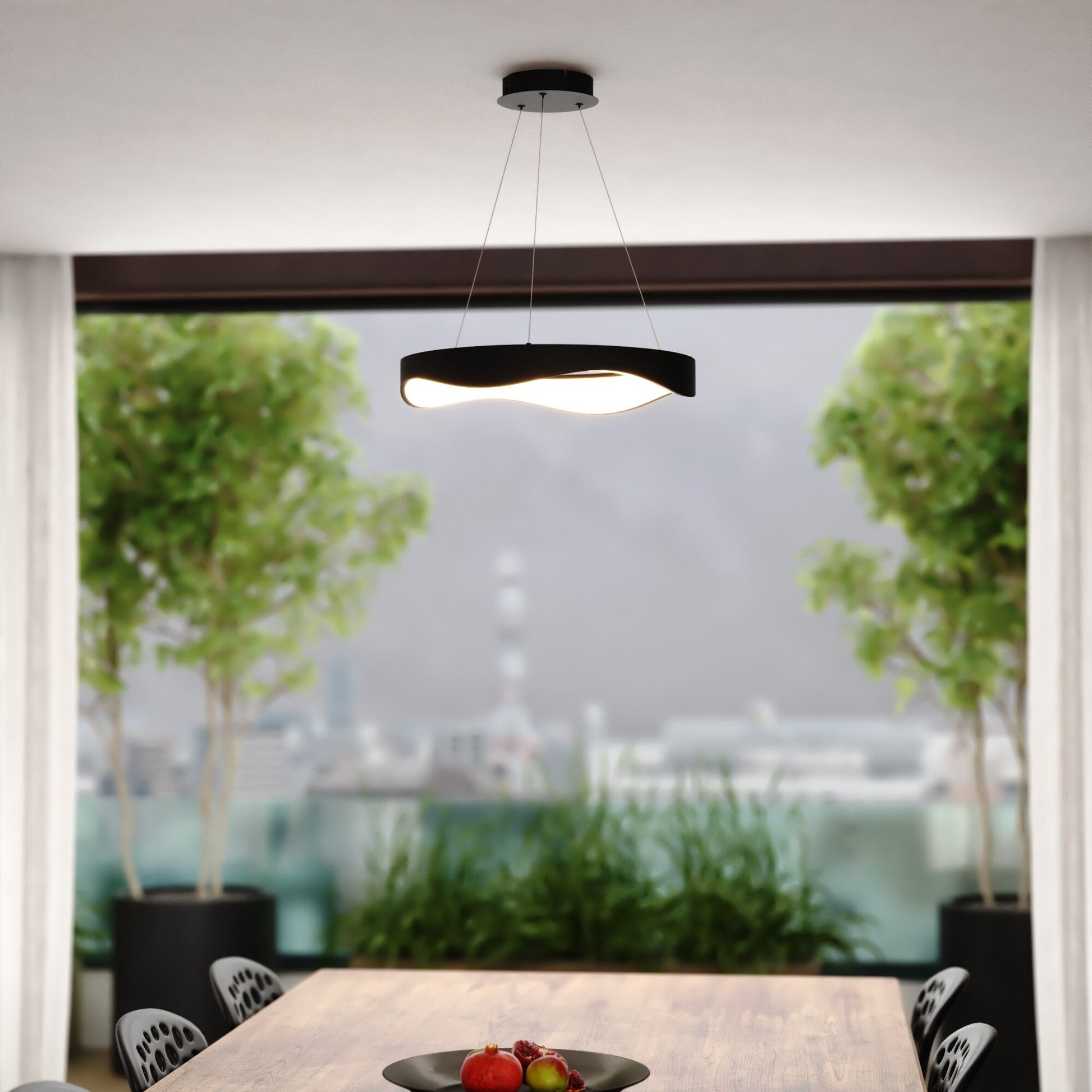 Bowen 20.5 - in. W LED Chandelier Textured Black - Orvon Lighting