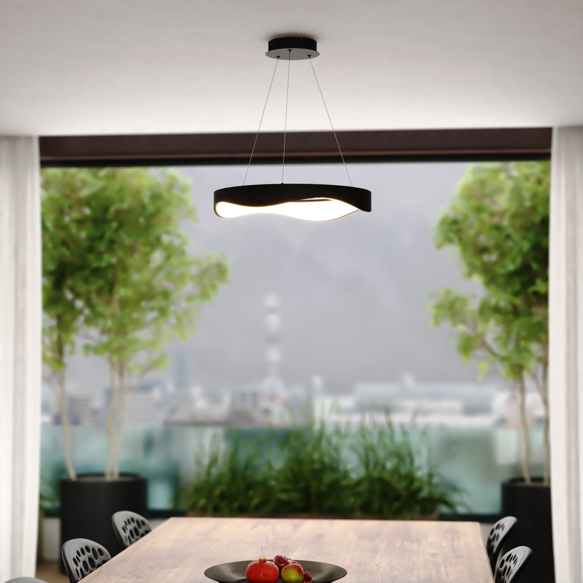 Bowen 20.5 - in. W LED Chandelier Textured Black - Orvon Lighting