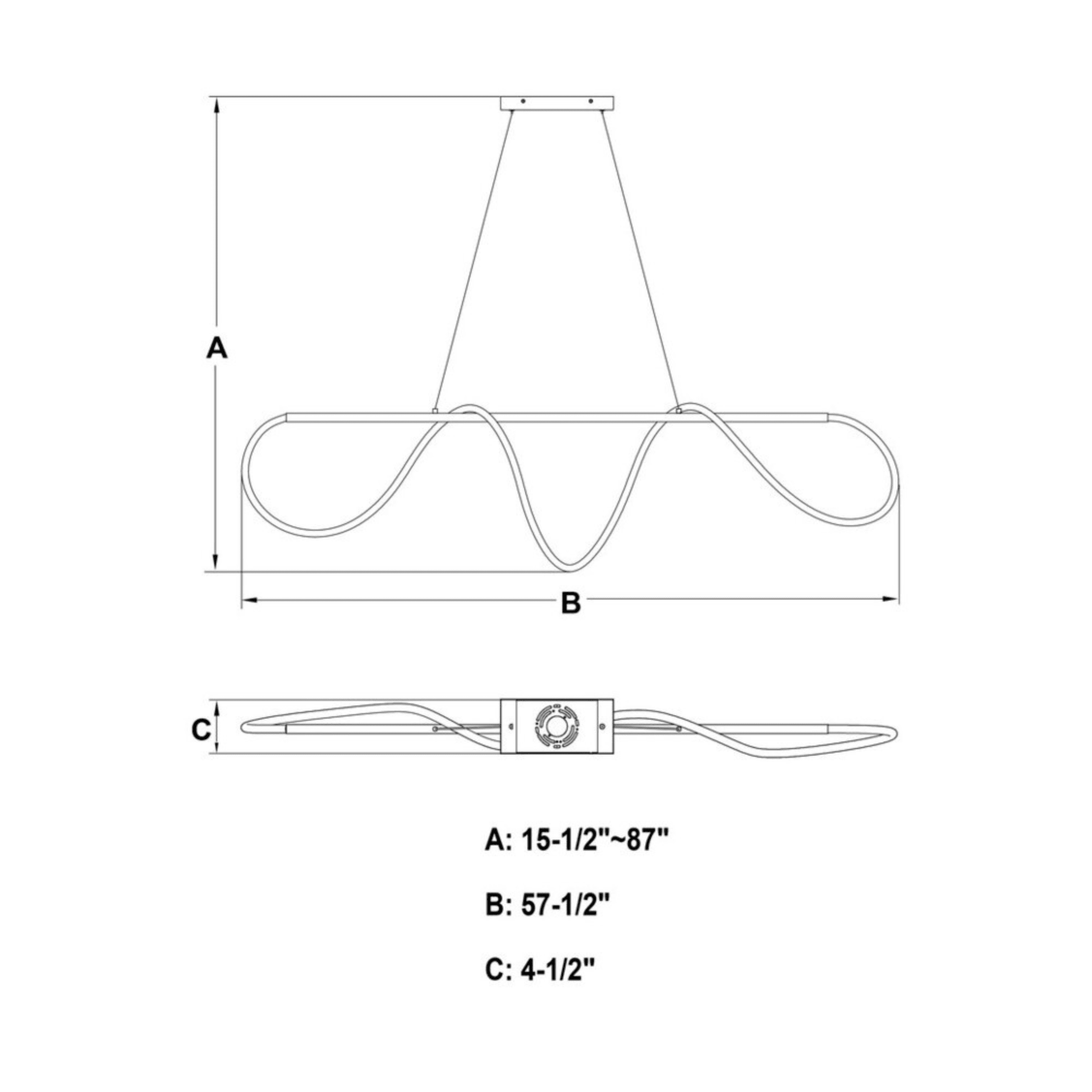 Bowman 59 - in. W LED Linear Chandelier Matte Black - Orvon Lighting