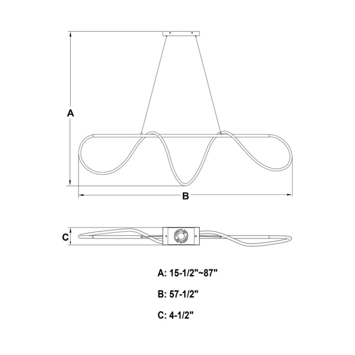 Bowman 59 - in. W LED Linear Chandelier Matte Black - Orvon Lighting