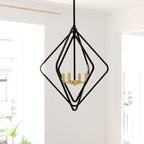 Brady 22 - in. 4 Light Pendant Black and Satin Brass - Orvon Lighting
