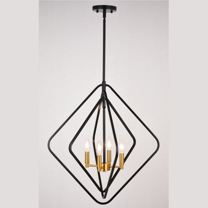 Brady 22 - in. 4 Light Pendant Black and Satin Brass - Orvon Lighting