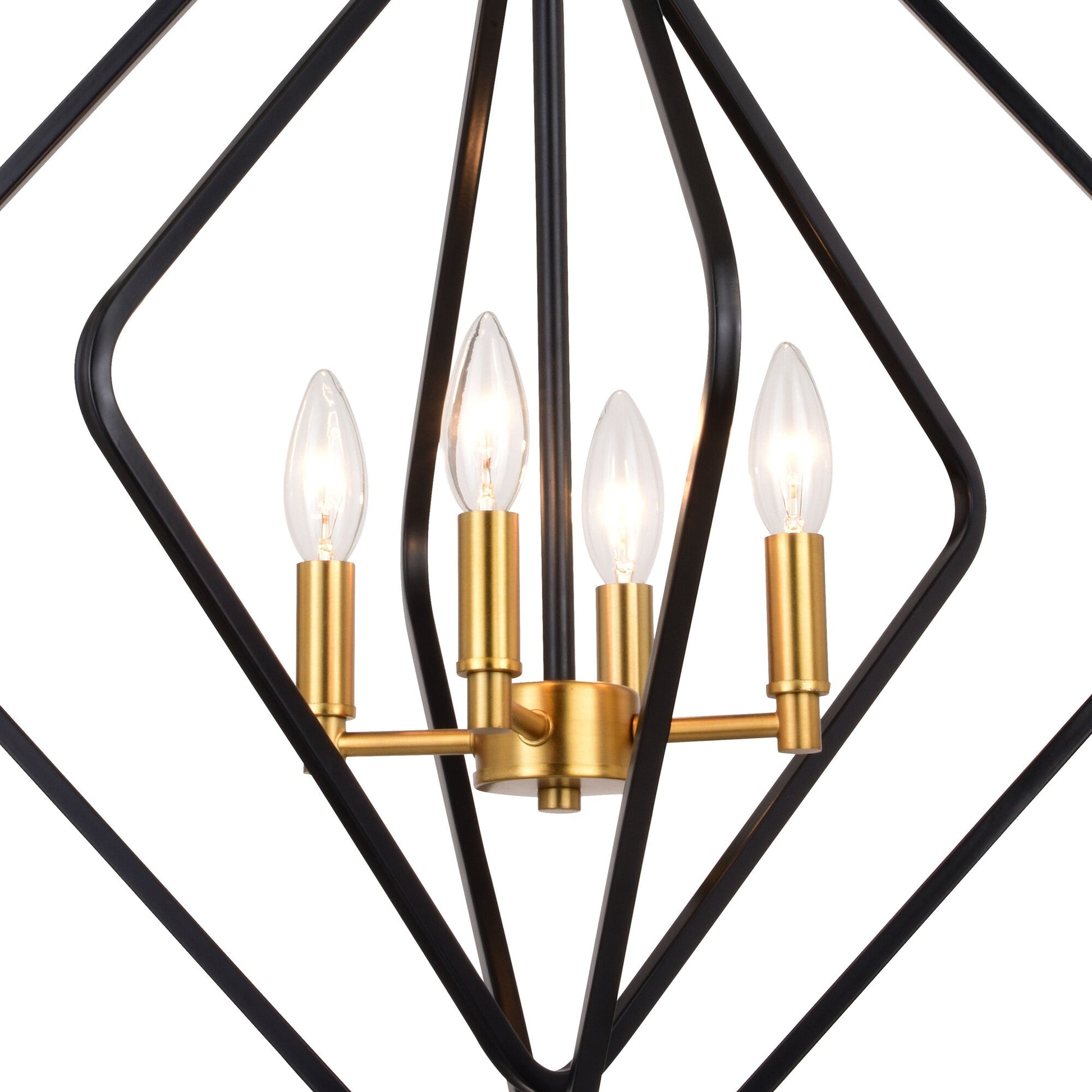 Brady 22 - in. 4 Light Pendant Black and Satin Brass - Orvon Lighting