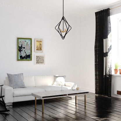 Brady 22 - in. 4 Light Pendant Black and Satin Brass - Orvon Lighting