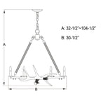 Breckenridge 30.5 - in. 6 Light Antler Chandelier Aged Iron with Natural Rope - Orvon Lighting