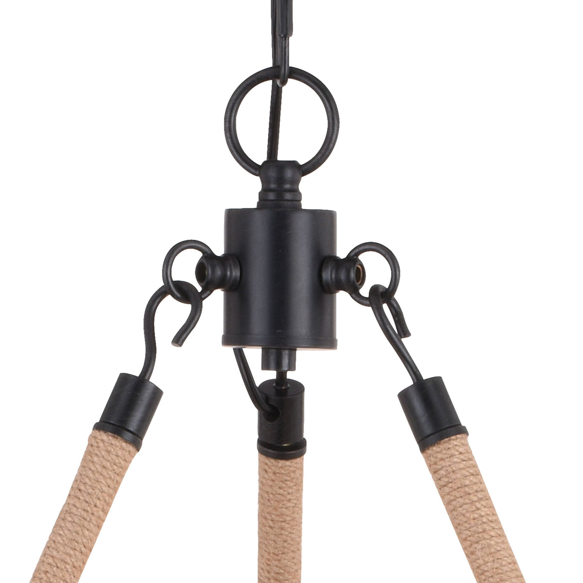 Breckenridge 30.5 - in. 6 Light Antler Chandelier Aged Iron with Natural Rope - Orvon Lighting