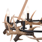 Breckenridge 30.5 - in. 6 Light Antler Chandelier Aged Iron with Natural Rope - Orvon Lighting