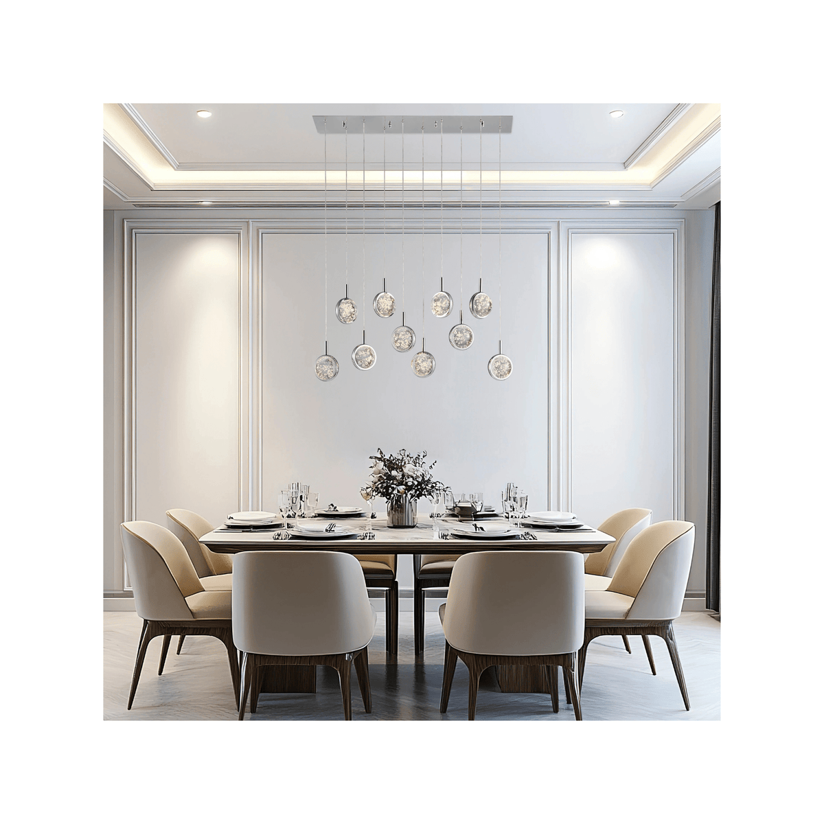 Bubbling Glow Rectangular Chandelier Chrome - Orvon Lighting