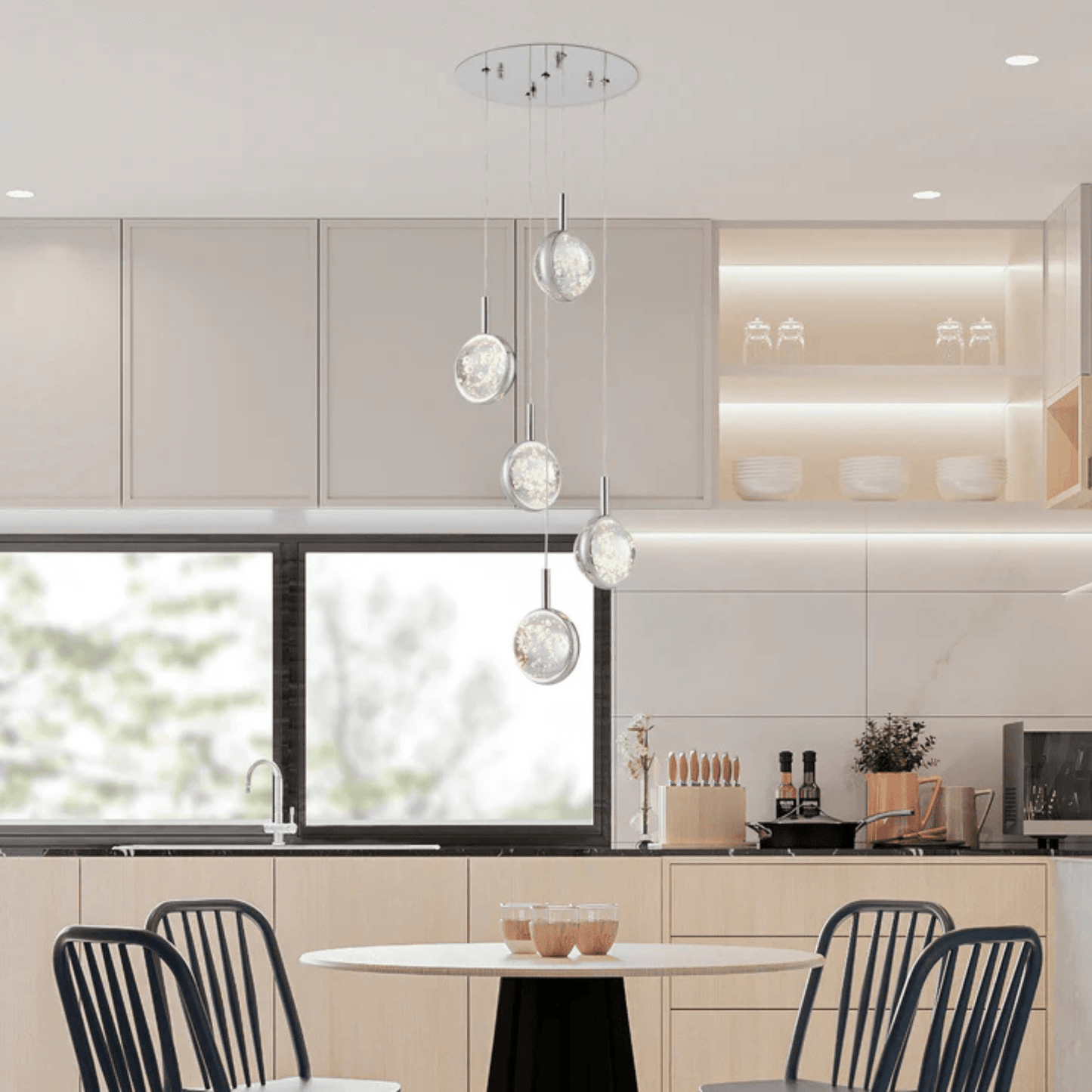 Bubbling Glow Round Chandelier Chrome - Orvon Lighting