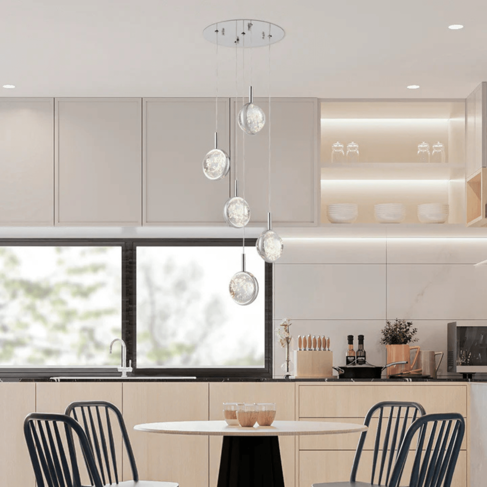 Bubbling Glow Round Chandelier Chrome - Orvon Lighting