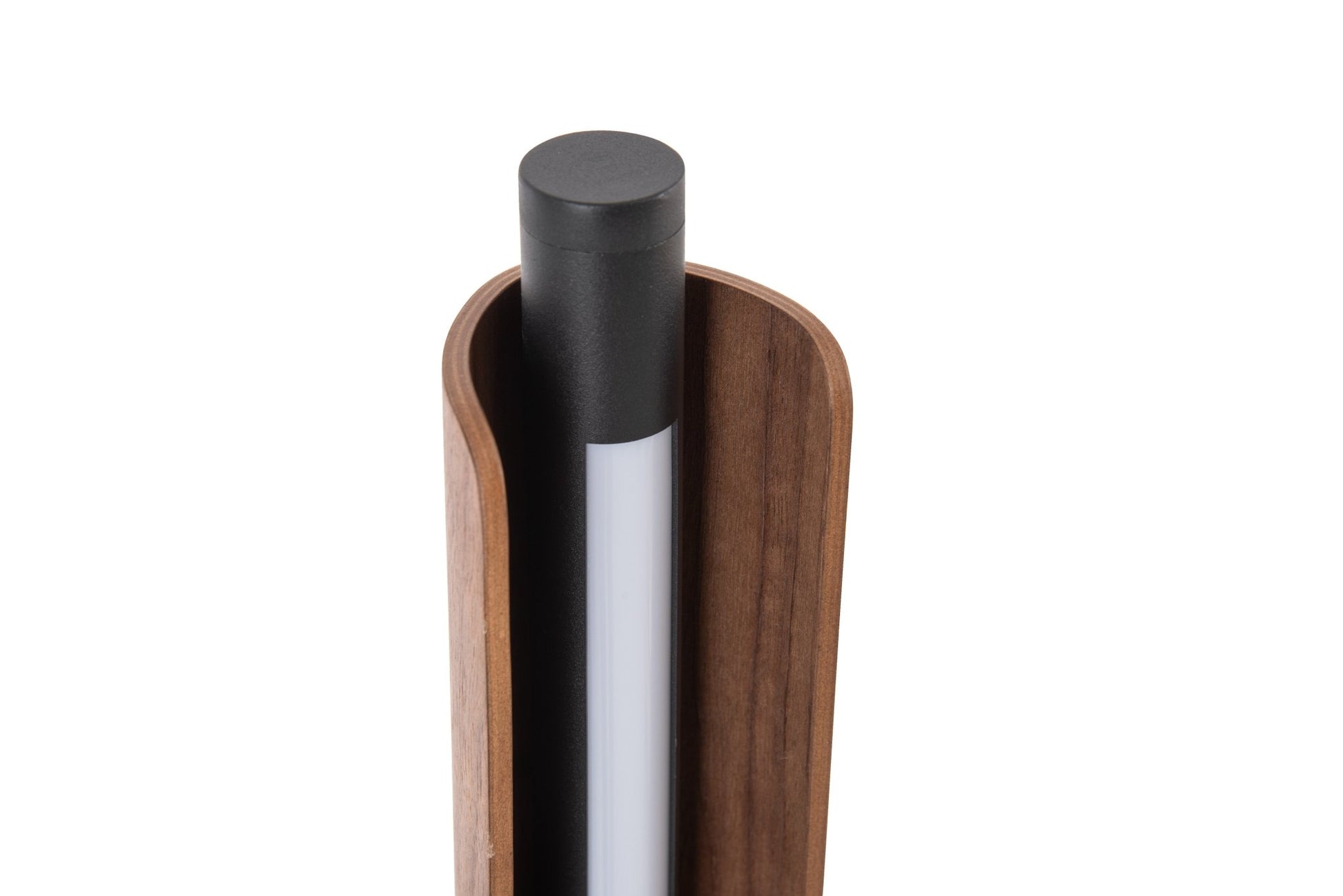Cameron 1 Light LED Floor Lamp in Flat Black/Walnut - Orvon Lighting